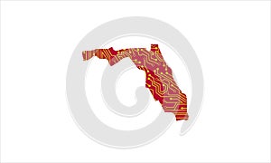 Florida  electronic circut country map tech networking icon logo design illustration symbol photo