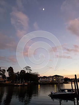 Florida fishing pier sunset clouds water gulf