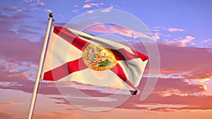 Florida flag blows in slow motion. 4k animation render