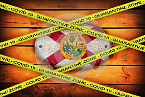Florida flag illustration. Coronavirus danger area, quarantined country