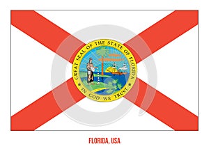 Florida Flag Vector Illustration on White Background. USA State Flag