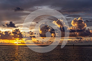 Florida gulf coast sunset after an evening thunderstorm