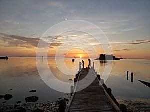 Florida gulf coast sunset fishing pier