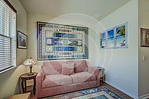 Florida home sitting room with blue water motif