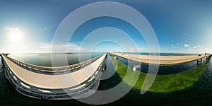 Florida Keys 7 Mile Bridge 360VR aerial equirectangular spherical photo