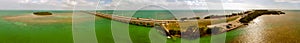 Florida Keys Bridge, beautiful sunset aerial view