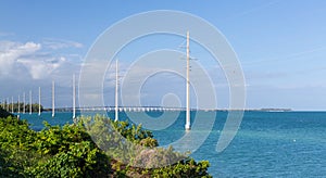 Florida Keys bridge and power pylons