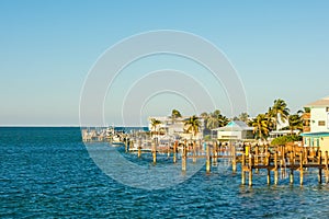 Florida Keys fishing boats in turquoise tropical blue water