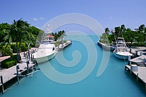 Florida Keys fishing boats in turquoise waterway photo