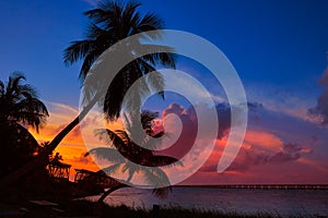 Florida Keys old bridge sunset at Bahia Honda