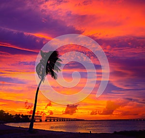 Florida Keys old bridge sunset at Bahia Honda photo