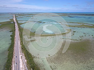 Florida Keys overseas highway and reef water