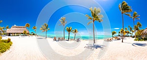 Florida Keys scenic white sand beach panoramci view, Marathon