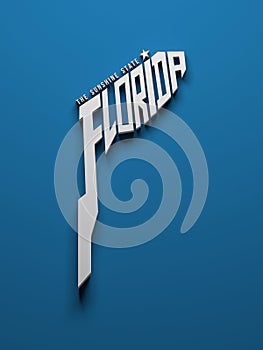 Florida Lettering Map Logo words embedded in shape 3D new render illustration