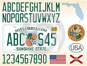 Florida License car plate pattern, USA