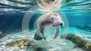 Florida manatee in clear water