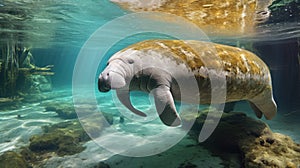 Florida manatee in clear water