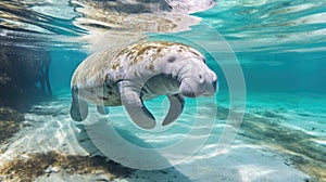 Florida manatee in clear water