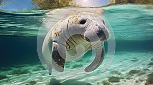 Florida manatee in clear water