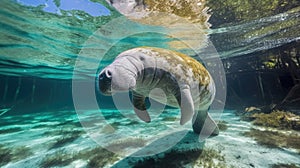 Florida manatee in clear water