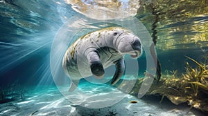 Florida manatee in clear water