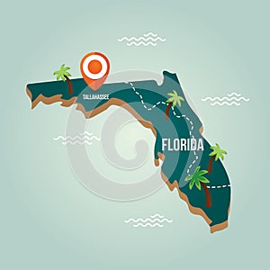 Florida map with capital city. Vector illustration decorative design