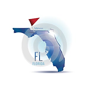 Florida map with capital city. Vector illustration decorative design