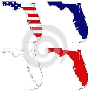 Florida map with USA flag - southernmost contiguous state in the United States