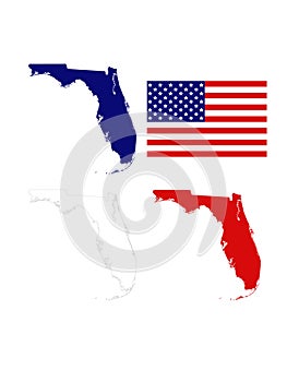 Florida maps with USA flag - southernmost contiguous state in the United States