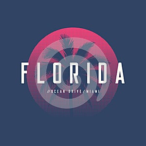 Florida Miami Ocean Drive t-shirt and apparel design with palm t