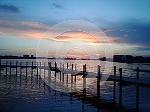 Florida Panama City Beach vista Gulf of Mexico St Andrews pier sunset