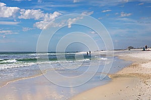 Florida Panhandle Beach Shoreline. Copy space.
