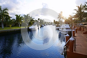 Florida Pompano Beach waterway in evening photo