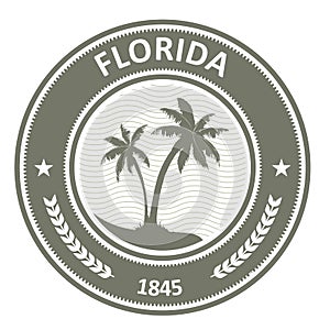 Florida stamp - label with palm trees