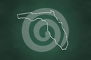 Florida State Borderline Map Chalk Style