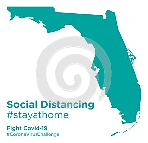 Florida state map with Social Distancing stayathome tag