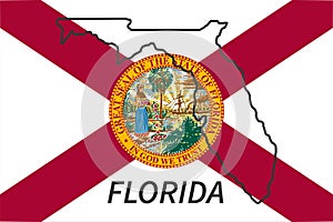 Florida state of USA. Florida flag and territory. Vector