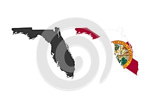 Florida state of USA. Florida flag and territory. States of America territory on white background. Separate states. Vector