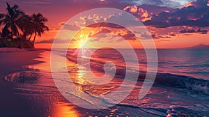 Florida Sunset Romance: Inspiring Beach Banner for Idyllic Holiday Scene