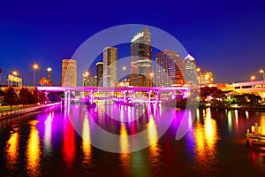 Florida Tampa skyline at sunset in US