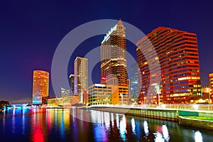 Florida Tampa skyline at sunset in US