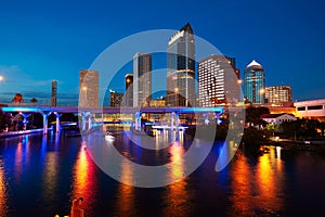 Florida Tampa skyline at sunset in US