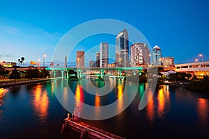 Florida Tampa skyline at sunset in US