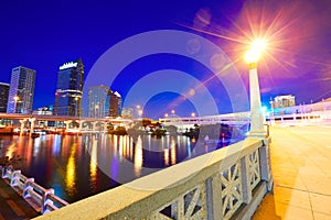 Florida Tampa skyline at sunset in US