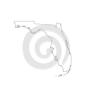 Florida US Blank Map Vector Black Solid Outline Editable White Background
