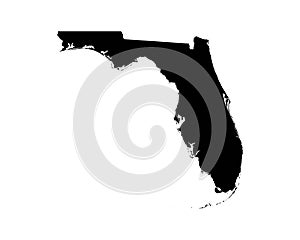 Florida US Map. FL USA State Map. Black and White Floridan State Border Boundary Line Outline Geography Territory Shape Vector Ill