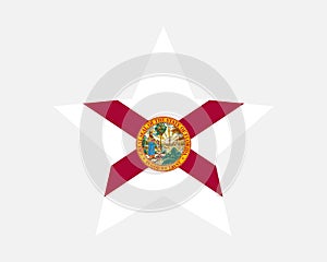 Florida Star Flag. FL USA Five Point Star Shape State Flag. Floridian Floridan US Banner Icon Symbol Vector