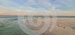 Florida white sand shoreline on the Gulf of Mexico in summer