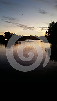 Floridian Lake Fountain Sunset