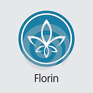 Florin Cryptocurrency - Vector Sign Icon.